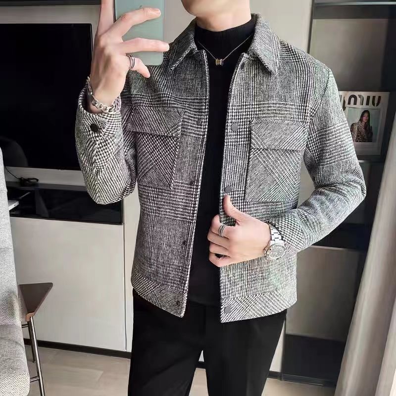 Men's Coat Korean Style Trendy Casual Woolen Jacket - Minihomy