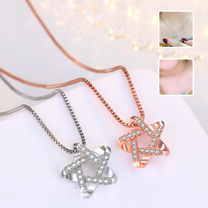 Hollow Star Rhinestone Kolye - Kadınlar İçin Basit Yaz Modası Kolye