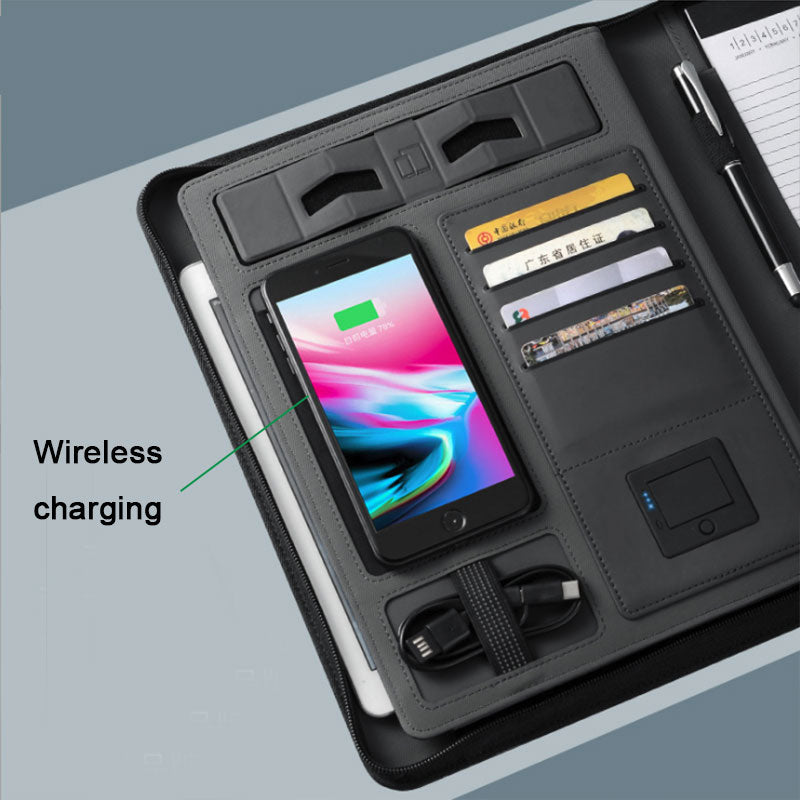 Business Document Bag with A4 File Holder and Wireless Charging Power Bank - Minihomy