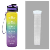 1L Tritan Water Bottle with Time Marker & Bounce Cover - Leakproof Bottle for Sports, Fitness, Cycling - Minihomy