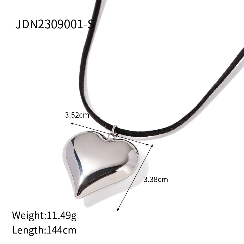 Gold Plated Stainless Steel Smooth Love Heart Necklace Series Hypo-Allergenic Tarnish Water Resistant Chunky Women Jewelry