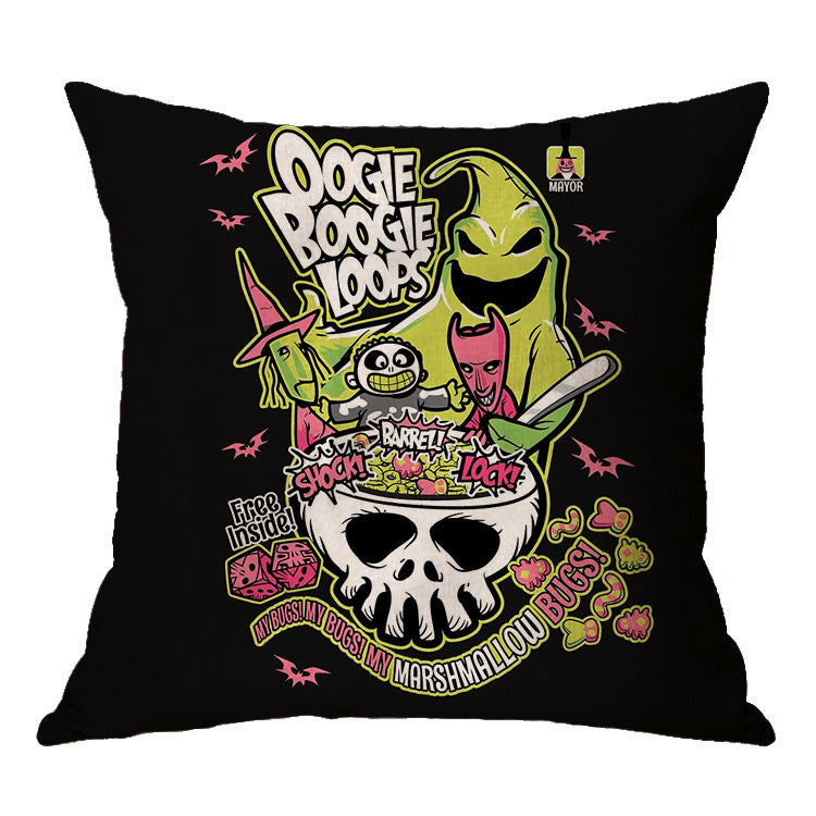 Linen Skull Halloween Pillow Cover - Minihomy