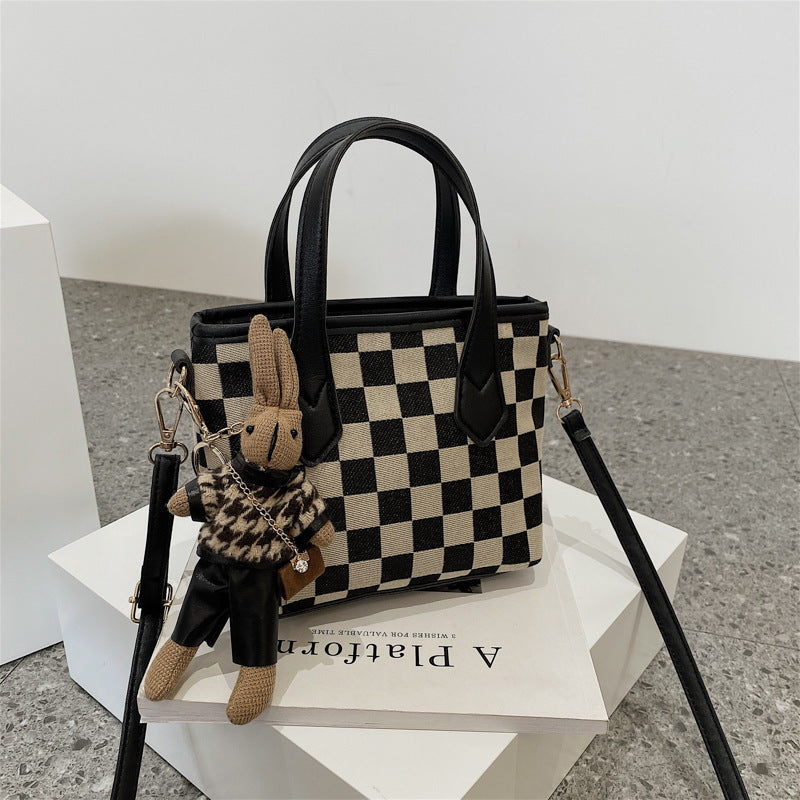 Moda Houndstooth Omuz Çantaları Taşınabilir Dama Tahtası Çantalar Her Şeye Uygun Haberci Çantası Kadın Tote Çantaları