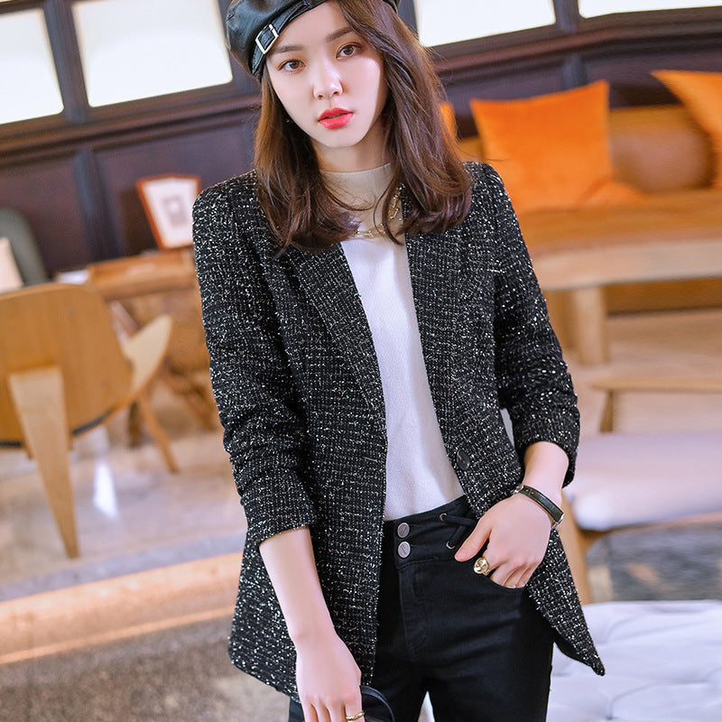 Plaid Suit Jacket Women's Woolen Top - Minihomy