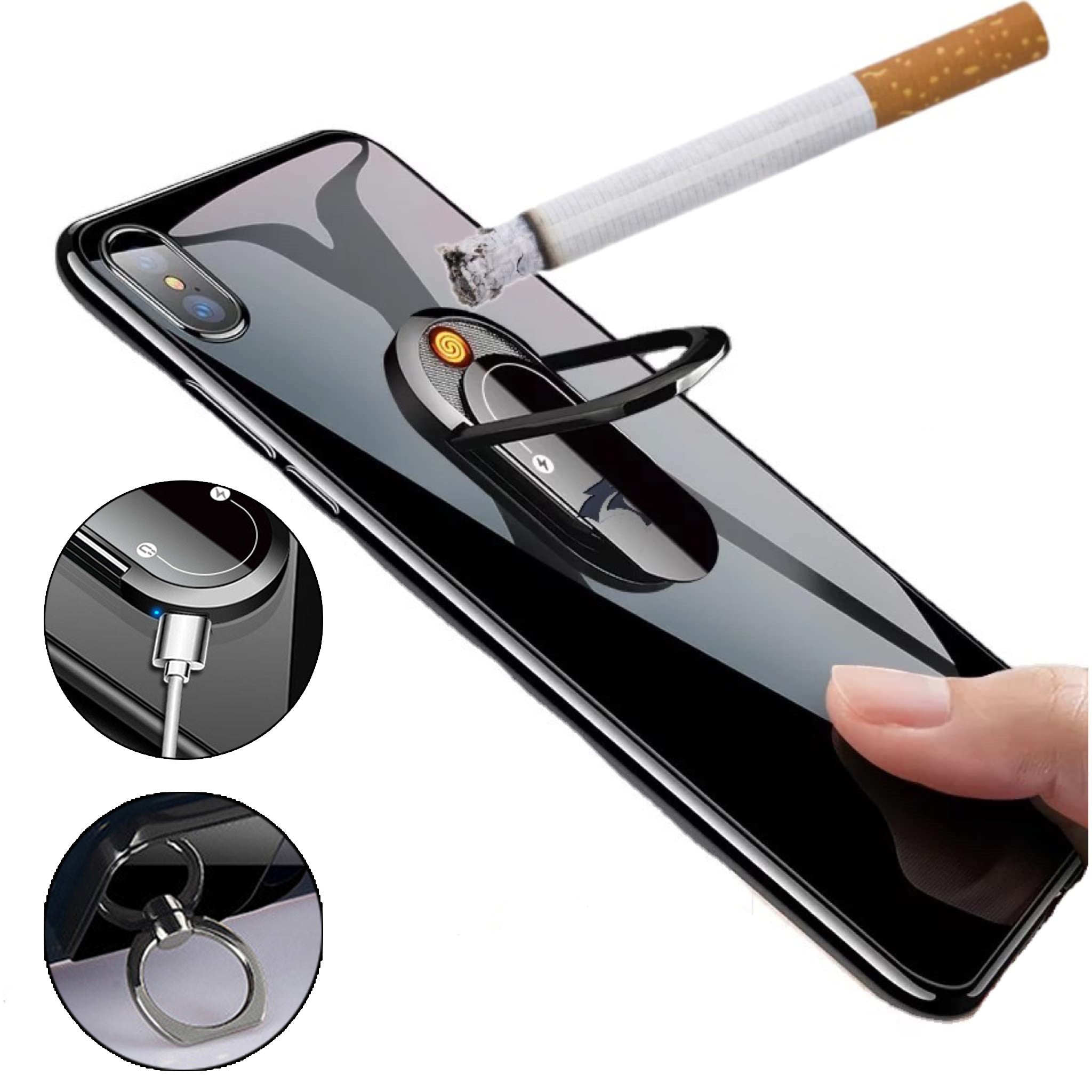 2 In 1 Portable Creative USB Plasma Lighter Mobile Phone Holder Multi-function Cigarette Lighter - Minihomy