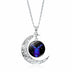 12 constellation time gemstone half moon pendant necklace - Minihomy