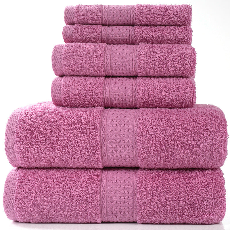 Home Simple Cotton Absorbent Towel Bath Towel 6-Piece Set: Fashionable Simplicity for Your Home - Minihomy