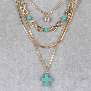 Boho Turquoise Cross Chic Necklace - Minihomy