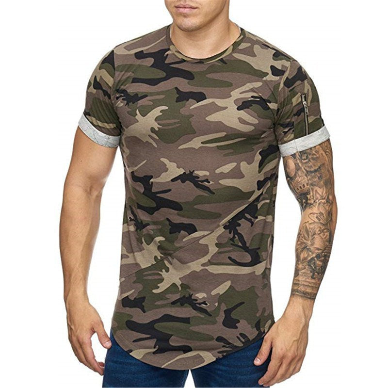 Men's T-shirt Camouflage Gradient Printing Casual Men's Short Sleeve T-shirt - Minihomy