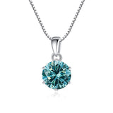 925 Silver Inlaid Round Moissanite Necklace - Minihomy