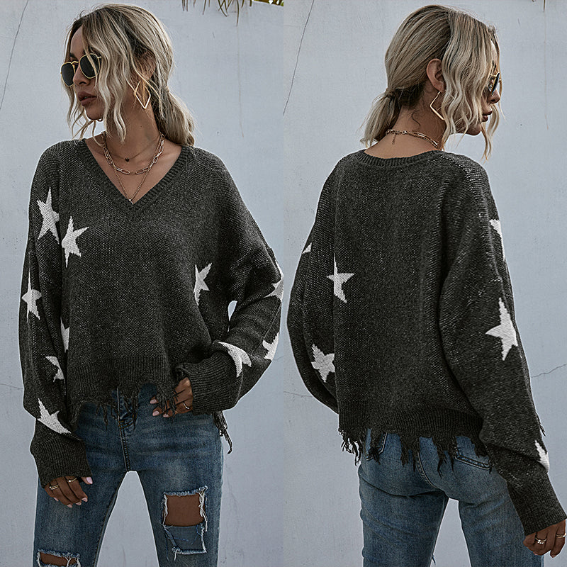 Tassel knitting sweater woman