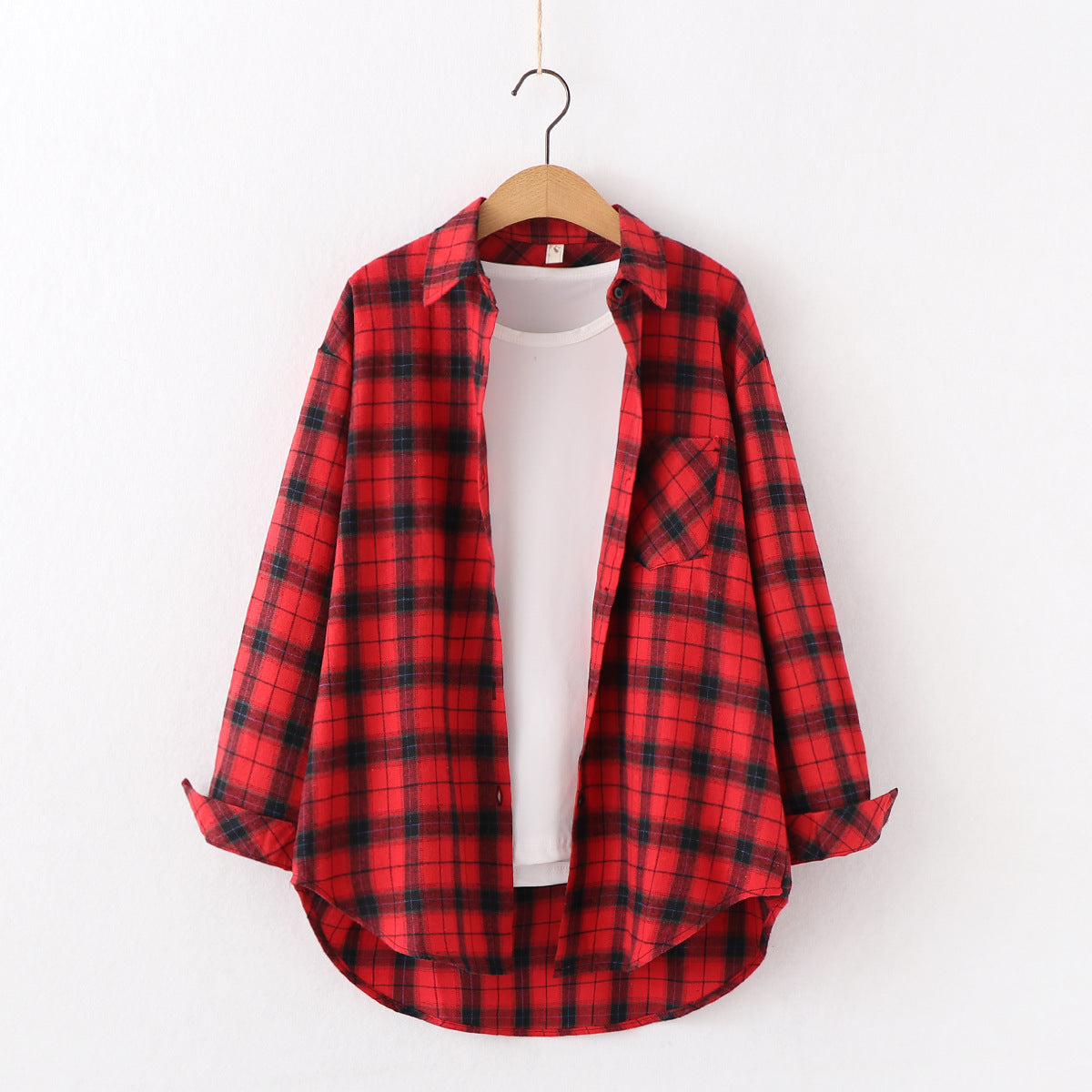 Plaid Shirt Women Loose Long Sleeve Blouses Cotton Flannel Casual Shirt Women - Minihomy