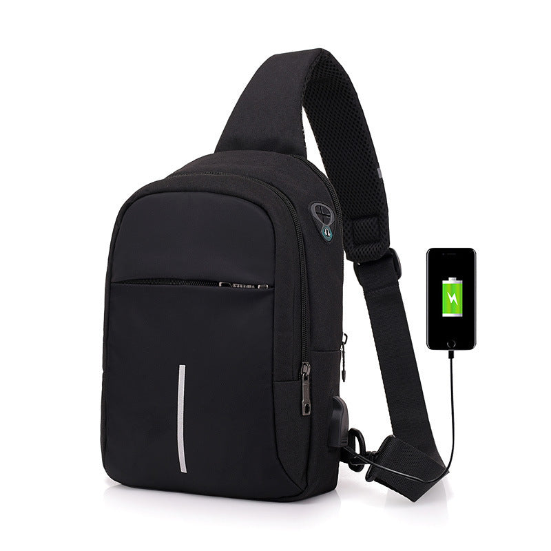 Leisure Travel Waterproof Men's USB Charging Slanted Chest Bag - Minihomy