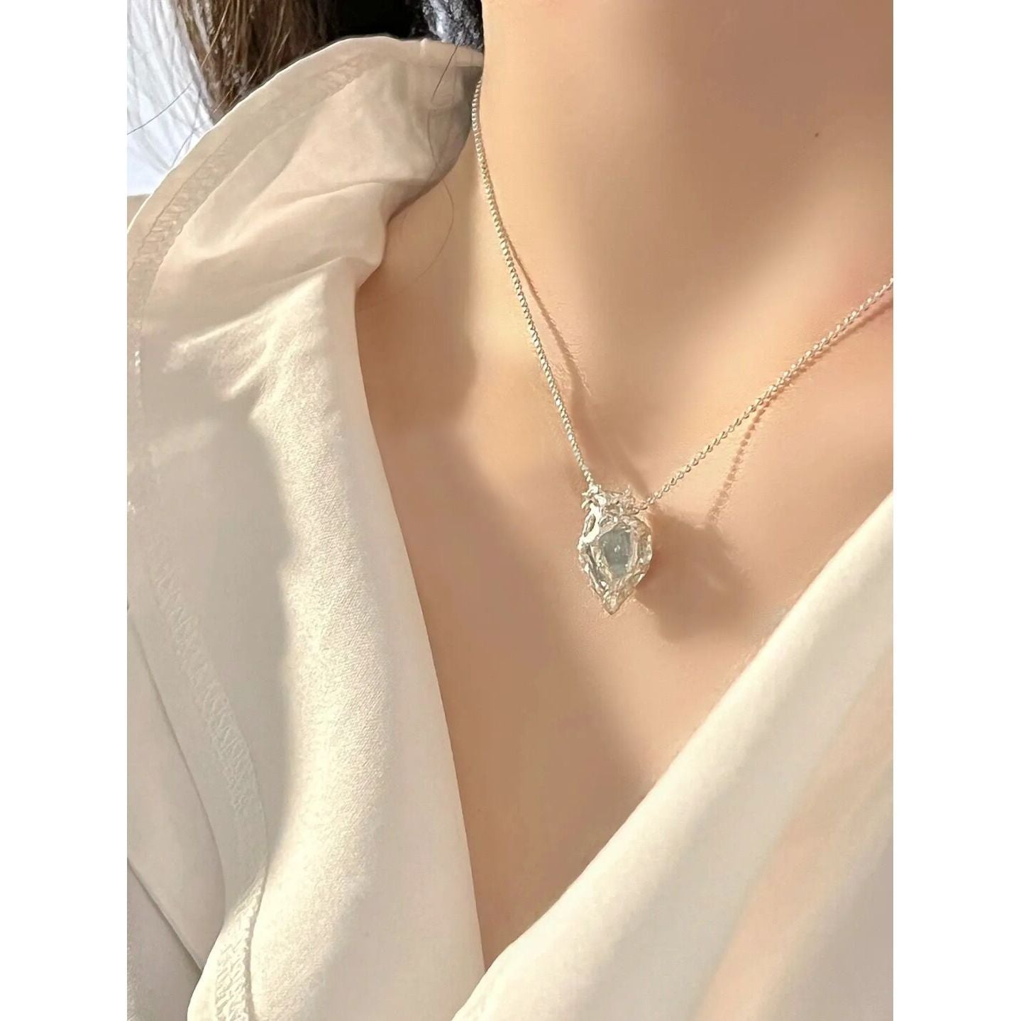 Blue Ice Heart Necklace For Women - Minihomy