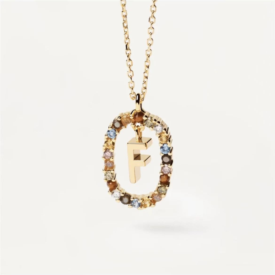 Colored Rhinestone 26 Alphabet Necklace | 18K Fashion Jewelry - Minihomy