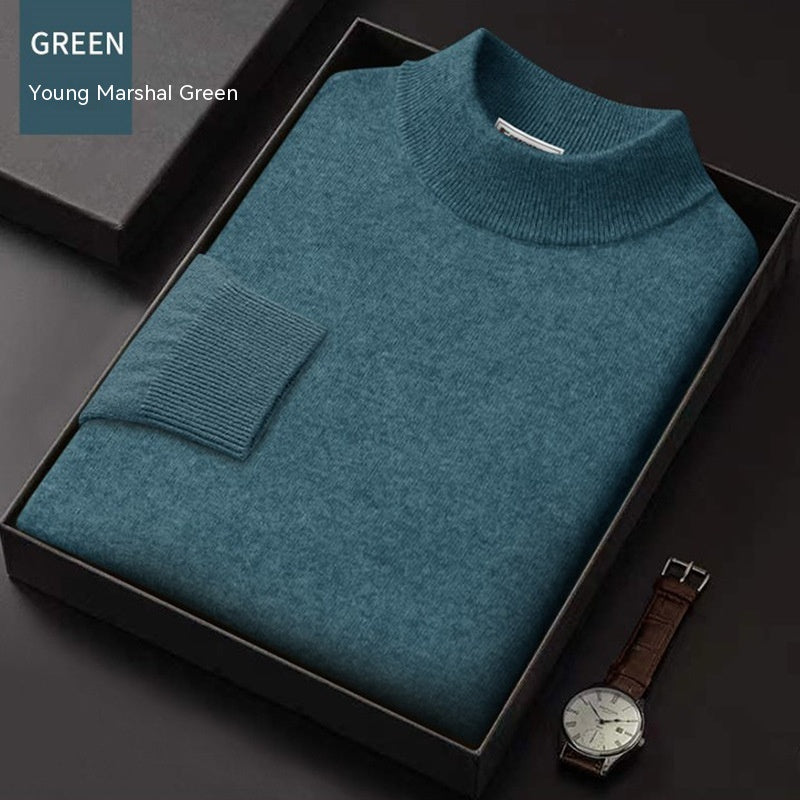 Fall Winter Men Half-Collar Wool Sweater - Minihomy