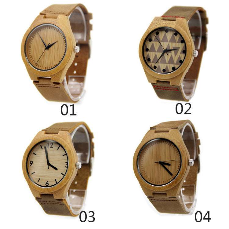 Casual Business Bamboo Leather Strap Watch - Minihomy