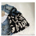 Letter Printed Knit Bag Shopping Shoulder Bag Large Capacity Handbag - Minihomy