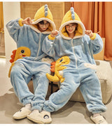 Cozy Couples Pajamas: Coral Fleece Winter Plush Jumpsuits