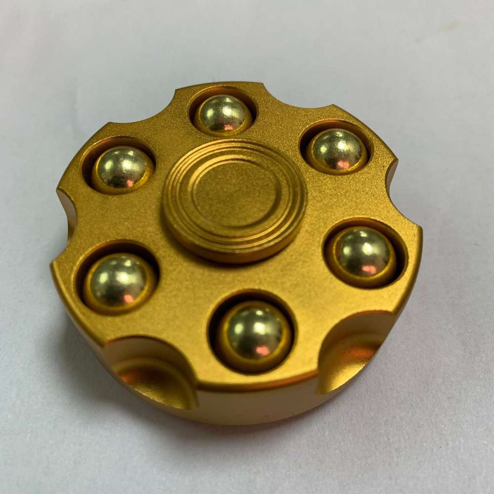 Brass Gun Revolver Fidget Spinner - Copper Hand Spinner, Detachable Rotating Sensory Toy for Kids & Adults - Minihomy