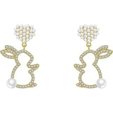 Pearl Bunny For Women Silver Pin Earrings - Minihomy