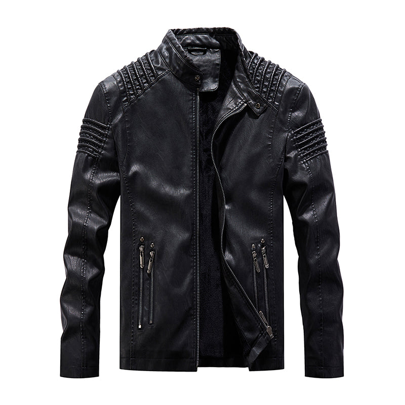 Men Leather Jacket Winter And Autumn Motorcycle PU Warm Fashion Coat - Minihomy