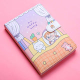 Cute Magnetic Buckle Notebook - Small White Bear & Hippo Design - Portable Journal for Girls - Minihomy