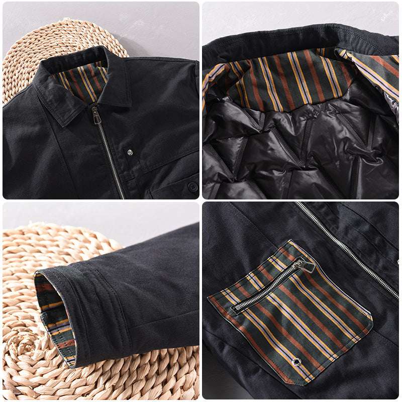 Mens Casual Patchwork Striped Contrast Jacket - Minihomy