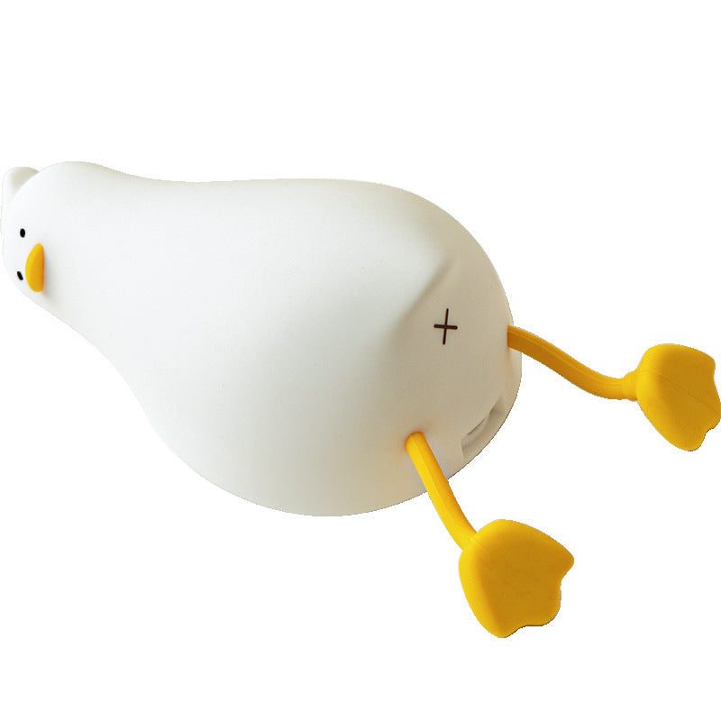 Lie Flat Duck Silicone Night Light - LED Children's Bedside Table Lamp with Pat Dimming and Rechargeable Battery - Minihomy