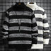 High-neck Men's Autumn And Winter Long-sleeved Trendy Slim Striped Sweater - Minihomy