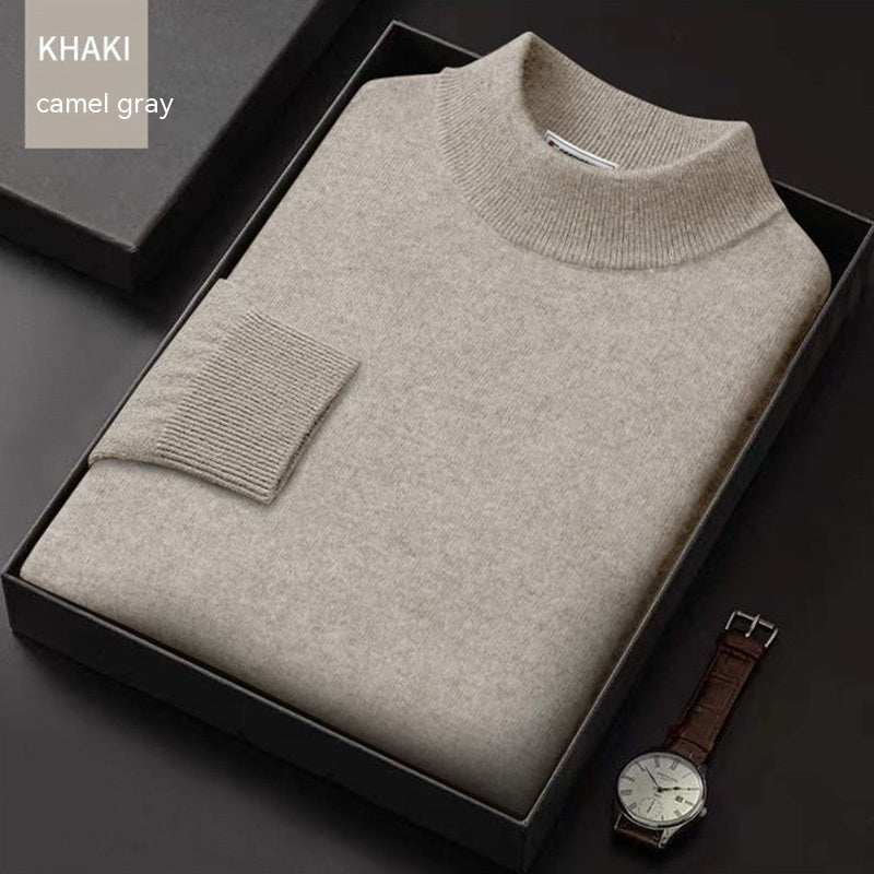 Fall Winter Men Half-Collar Wool Sweater - Minihomy