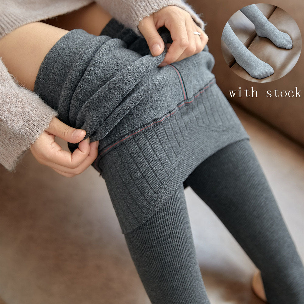 High Waist Striped Leggings - Winter Warm, Thick, High Stretch Imitation-Cashmere Skinny Pants - Minihomy