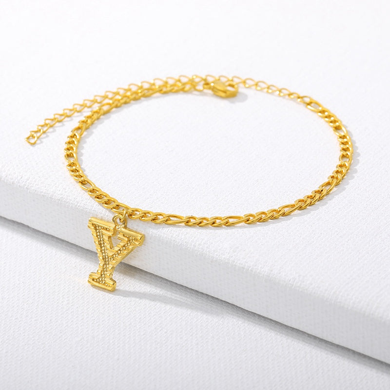 Initial Gold Letter Anklet Alphabet Pendants Jewelry - Minihomy