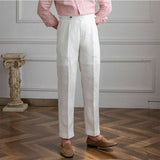 Men's Linen Straight Leg Pants High Waist Trousers Light Casual - Minihomy