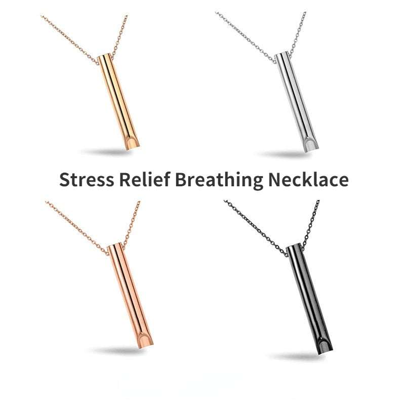 Breathing Necklace Adjustable Breathing Relieve Pressure Ornament Stainless Steel Decompression Jewelry - Minihomy