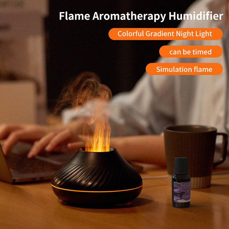 Drop Shipping RGB 130ML Flame Humidifier Diffuser Aroma Essential Oil Fire Flame Aroma Diffuser - Minihomy