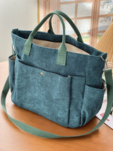 Thick Corduroy Shoulder Bag: Casual Tote for Students & Commuting