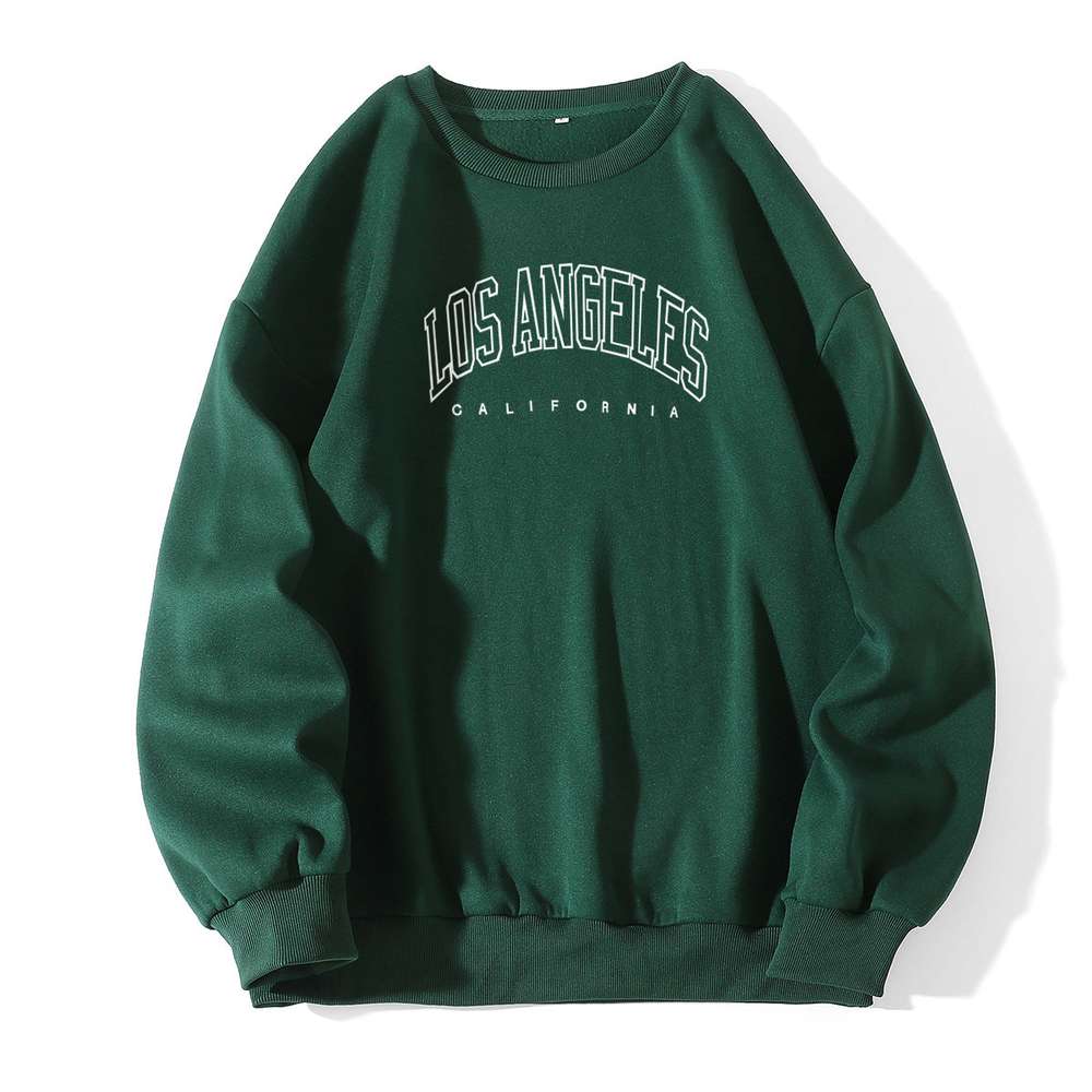 Letter Print Crew Neck Pullover Sweatshirt - Minihomy