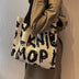 Letter Printed Knit Bag Shopping Shoulder Bag Large Capacity Handbag - Minihomy