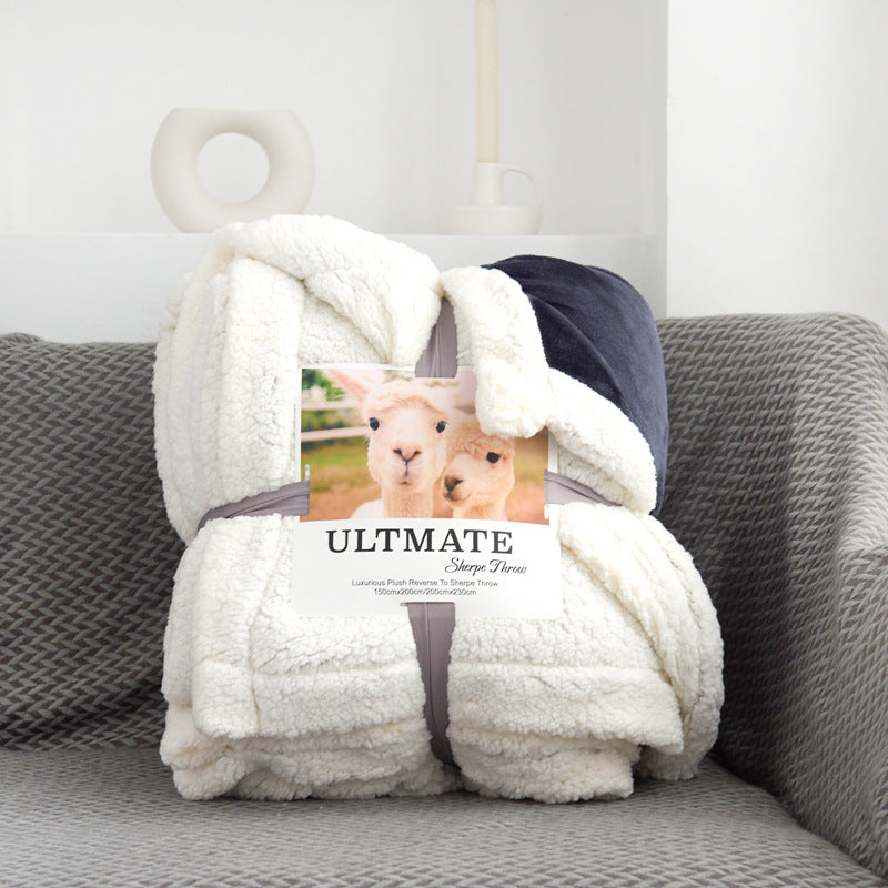 Double-layer Thick Warm Lamb Wool Blanket - Minihomy