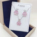 Glamorous Copper Plated Gold Hand Inlaid Pink Water Drop Flower Fashion Necklace and Earrings Set - Minihomy