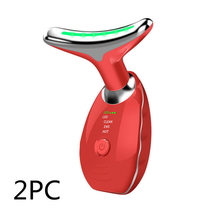 Neck Face Beauty Device Colorful LED Photon Therapy Skin Tighten Reduce Double Chin Anti Wrinkle Remove Lifting Massager - Minihomy