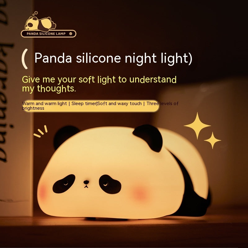 Cute Panda Night Light for Kids - Rechargeable Silicone Lamp, Timing Function, Bedroom Decor, Boys & Girls Gift - Minihomy