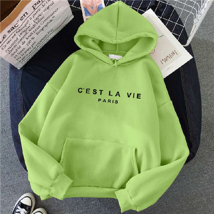 Loose Hooded Sweater Student Hoodie With Letter Print Sports Tops - Minihomy