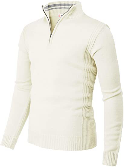 Men's Casual Slim Pullover Knit Zipper Stand Collar Polo Shirt - Minihomy