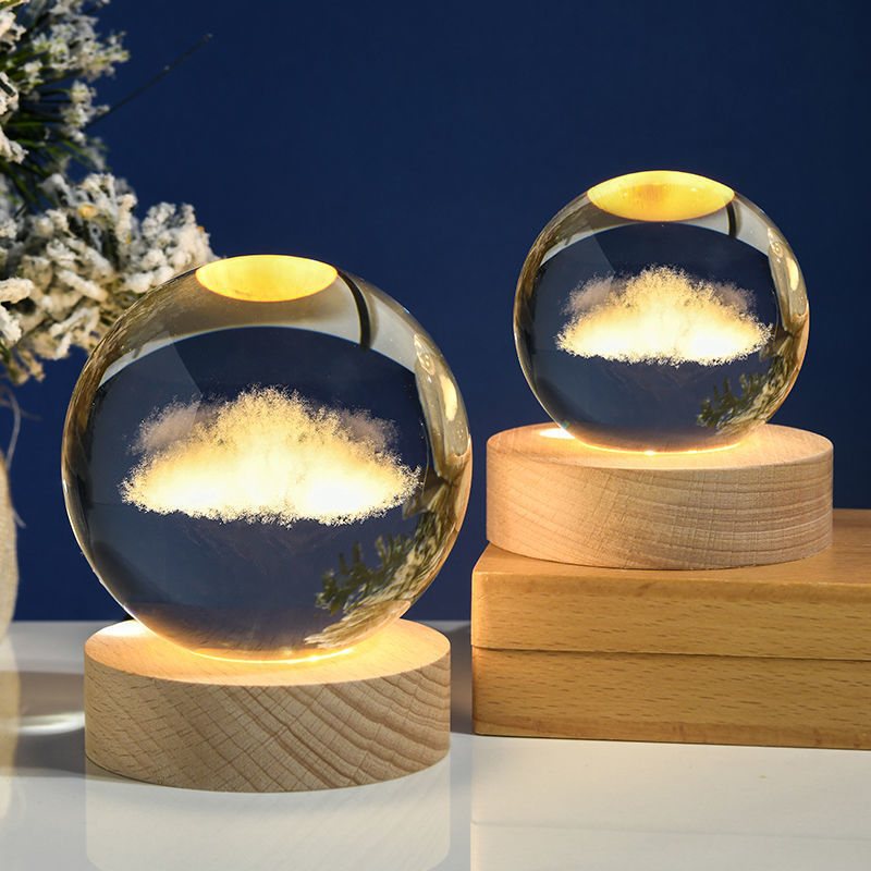 Moon & Planets Crystal Ball Night Light Projector - Creative Gift - Minihomy