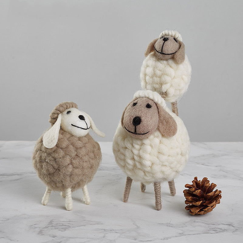 Home Decoration Felt Sheep Miniature Decoration Figurines - Holiday Party Supplies Accessories - Minihomy