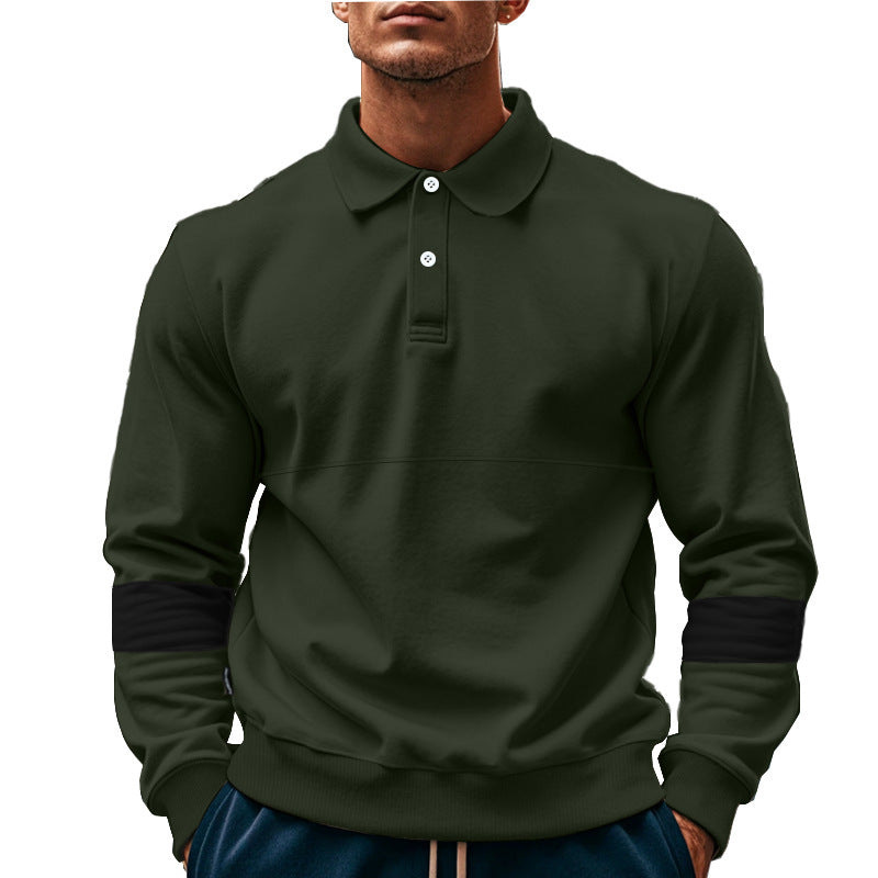 Fashion Long-sleeved Lapel Polo Shirt With Button Men's Loose Casual Sports Top Fall Spring Clothing