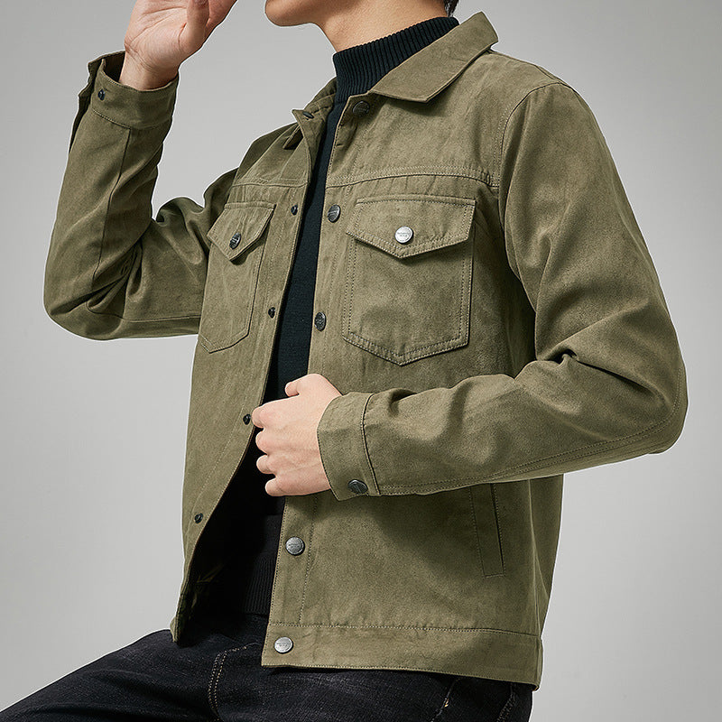 Men's Casual Suede Brushed Fabric Youth British Style Jacket - Minihomy