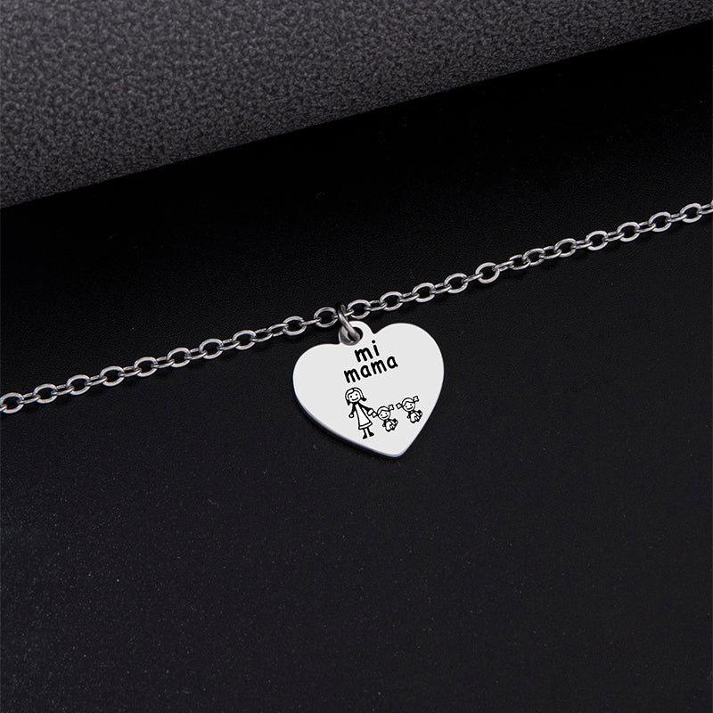 Peach Heart Pendant Anklet Silver Stainless Steel - Minihomy